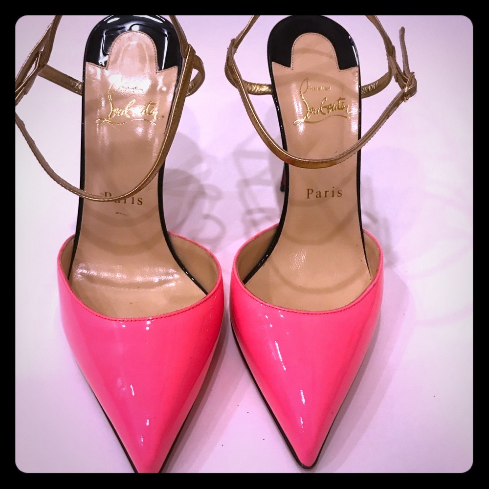 Christian Louboutin hot pink sling back heels